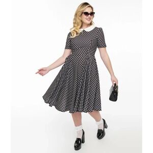 Sz 8 Timeless London Black White Polka Dot Collared Rockabilly PinUp Retro Dress